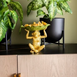 Banana Leaf dekorativ skål, guld/grøn, håndmalet^KARE