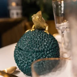 dekorationsæske Chameleon, højde 20 cm, mørkegrøn, guld^KARE Sale