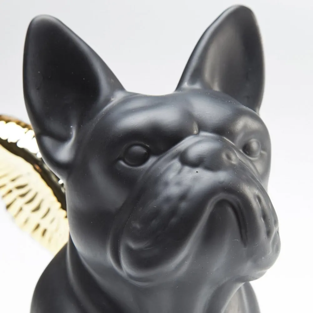 KARE dekorativ figur Siddende engel hund, sort/guld, stentøj