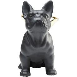 KARE dekorativ figur Siddende engel hund, sort/guld, stentøj