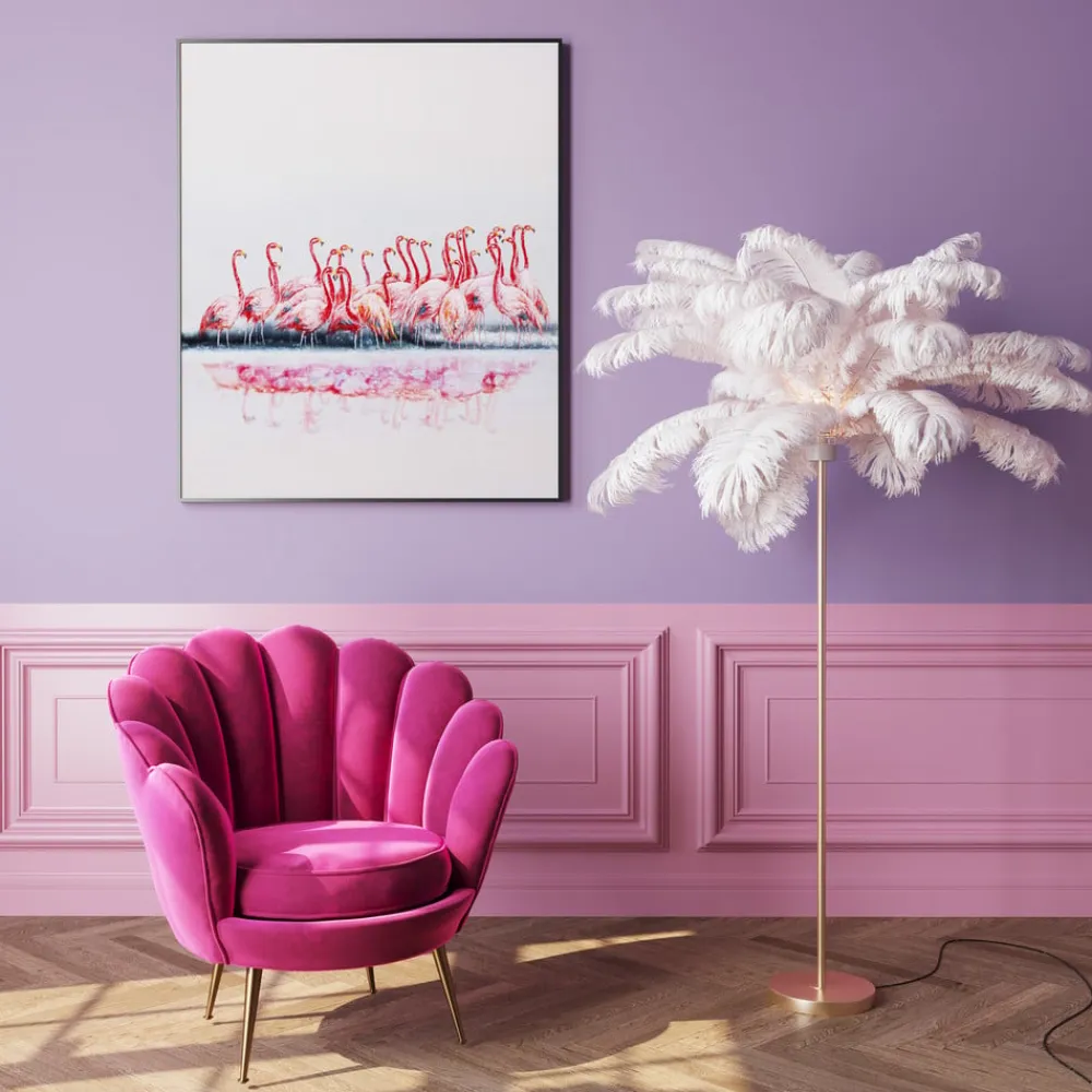 Feather Palm gulvlampe med fjer, hvid^KARE Hot