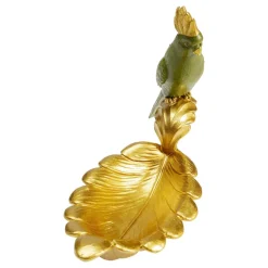 Parrot Guard dekorativ skål, guld/grøn, håndmalet^KARE Discount