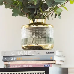 KARE Møbel Og Interiør>Vase LA Noble, højde 18 cm, glas, guld/klar, håndlavet