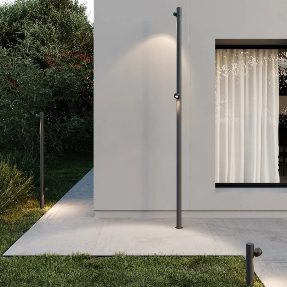 LED-gadelampe Jaco, 30 cm, brun, aluminium, 1 lyskilde.^Karman Online