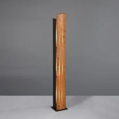 Trio Lighting Karuni gulvlampe, træ, metal, lysebrun, sort