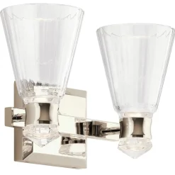 Quintiesse Væg- Og Spejllamper>Kayva LED-væglampe, IP44, 2-lys, poleret nikkel