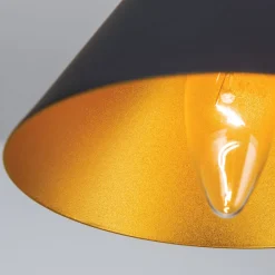 Kegleformet pendellampe Gunda i sort-guld^ORION