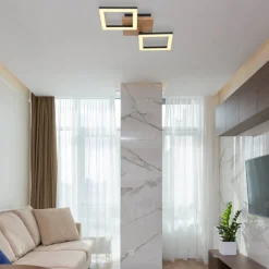 Globo Kerry LED-loftlampe, længde 46 cm, sort/mørkebrun