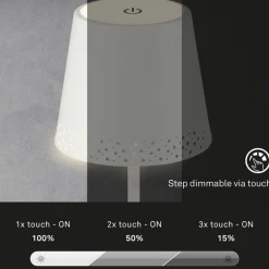 Briloner Kiki LED-bordlampe, hvid, IP44, 3.000K