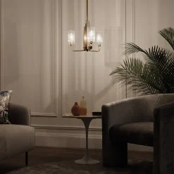 Kimrose hængelampe, 3 lyskilder, messing^Quintiesse