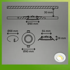 Briloner Klira indbygningslampe, hvid, drejelig, dæmpbar, 3 stk