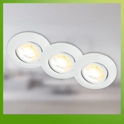 Briloner Klira indbygningslampe, hvid, drejelig, dæmpbar, 3 stk