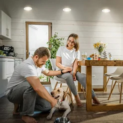 Briloner Loftlamper|Indbygningsspots>Klira indbygningslampe, hvid, Ø 9 cm, IP44, dæmpbar, 3 stk