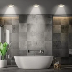 Briloner Loftlamper|Indbygningsspots>Klira indbygningslampe, mat nikkel, Ø 9 cm, IP44, 3 stk