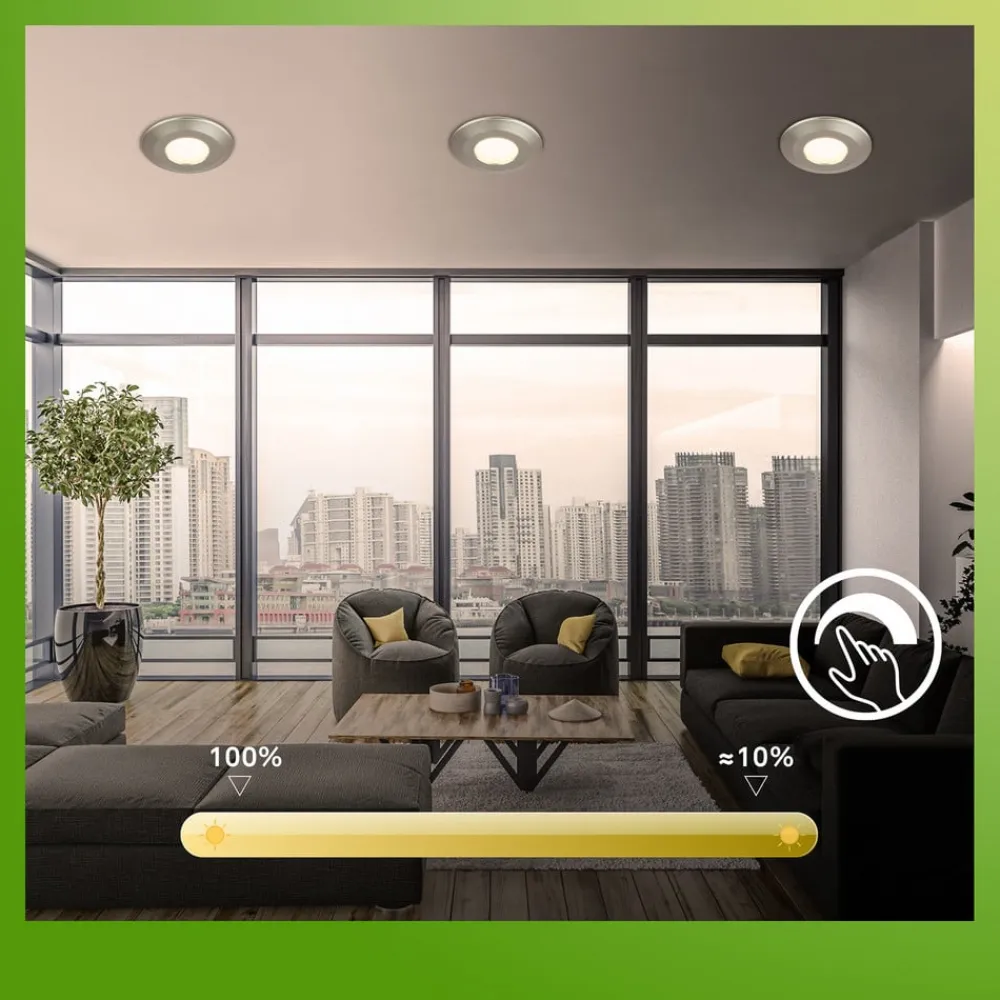 Briloner Klira indbygningslampe, mat nikkel, Ø9cm, IP44, dæmpbar, 3 stk