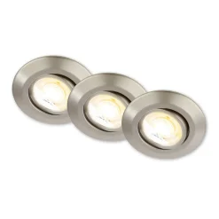 Briloner Indbygningsspots>Klira indbygningslampe, nikkel, drejelig, dæmpbar, 3 stk