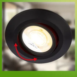 Briloner Klira indbygningslampe, sort, Ø 9 cm, drejelig, 3 stk