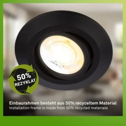Briloner Klira indbygningslampe, sort, Ø 9 cm, drejelig, 3 stk