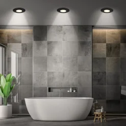 Klira indbygningslampe, sort, Ø 9 cm, IP44, sæt med 3 stk^Briloner Best