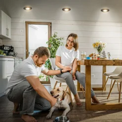 Klira indbygningslampe, sort, Ø 9 cm, IP44, sæt med 3 stk^Briloner Best