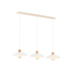 Kobe hængelampe, 3 lyskilder, stål, træ, hvid^EMIBIG LIGHTING Outlet