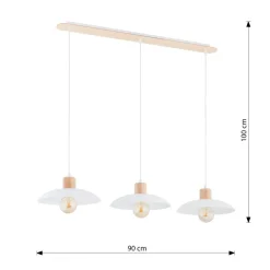 Kobe hængelampe, 3 lyskilder, stål, træ, hvid^EMIBIG LIGHTING Outlet