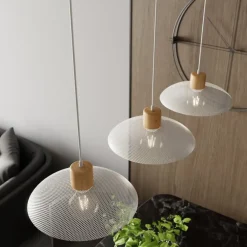 Kobe hængelampe, 3 lyskilder, stål, træ, hvid^EMIBIG LIGHTING Outlet