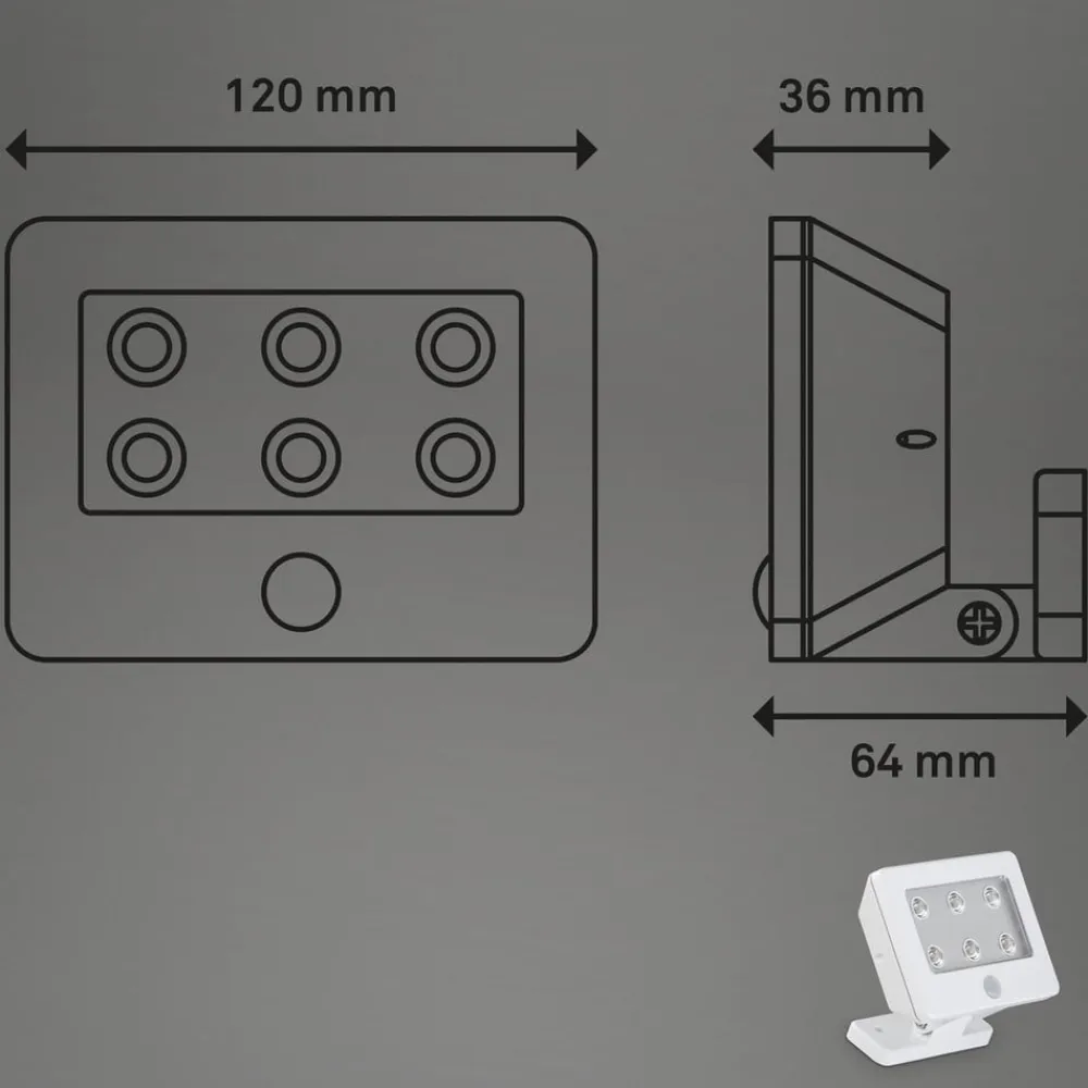 Briloner Kollig udendørs LED-spot med sensor, IP54, hvid