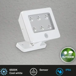 Briloner Kollig udendørs LED-spot med sensor, IP54, hvid