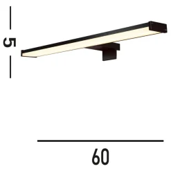 Searchlight Kos LED-spejllampe, bredde 60 cm, sort aluminium IP44