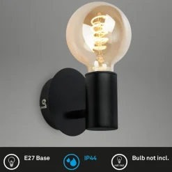 Kosol væglampe til badeværelse, IP44, E27, sort^Briloner Sale