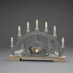 Konstsmide Christmas Krybbe LED-adventsstage af træ, batteridrift