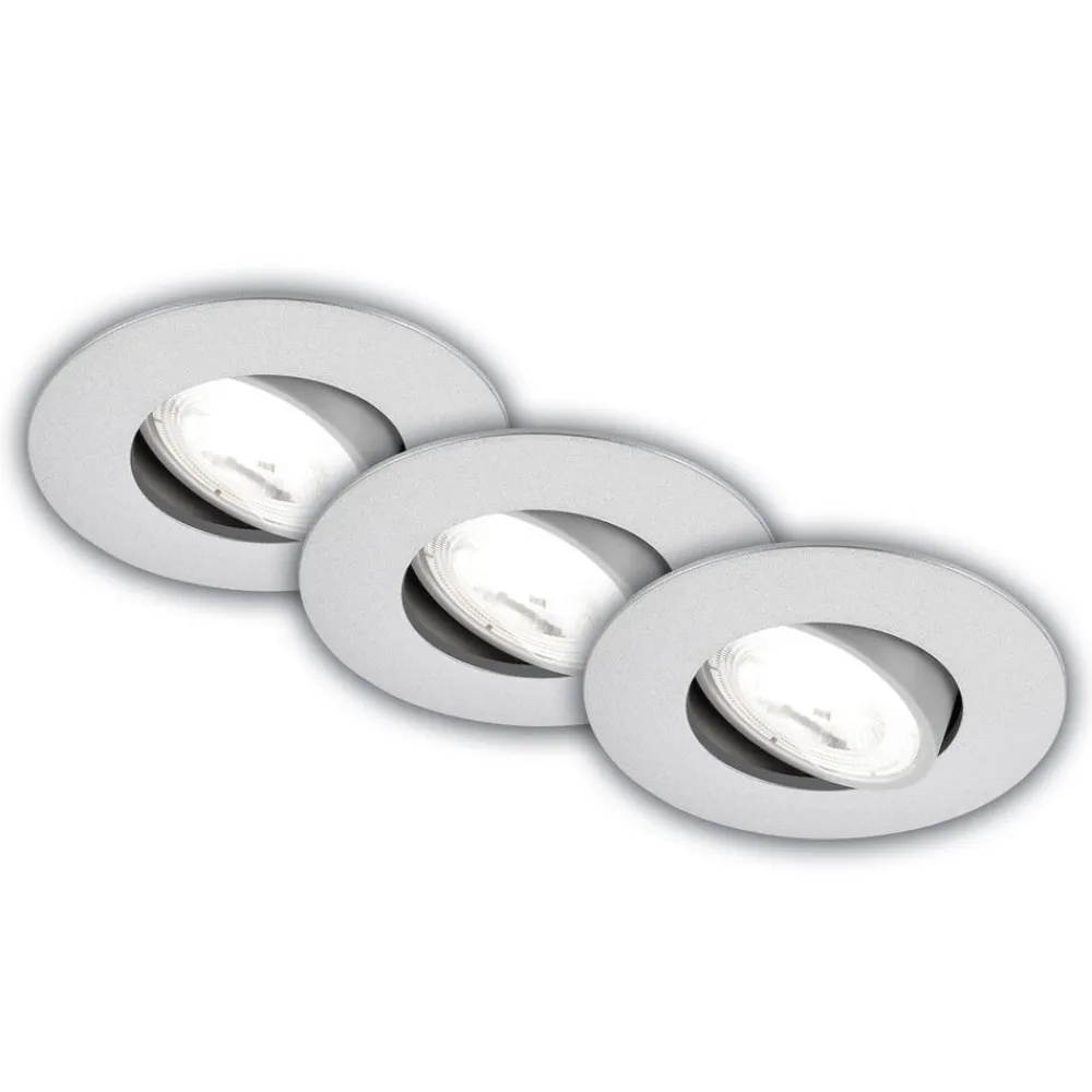 Kulana A indbygningslampe, mat krom, 4000K, sæt med 3 stk^Briloner Hot