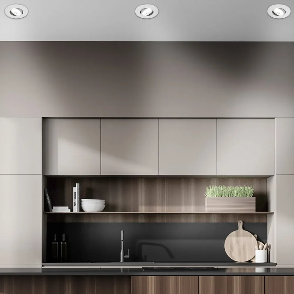 Kulana A indbygningslampe, mat krom, 4000K, sæt med 3 stk^Briloner Hot