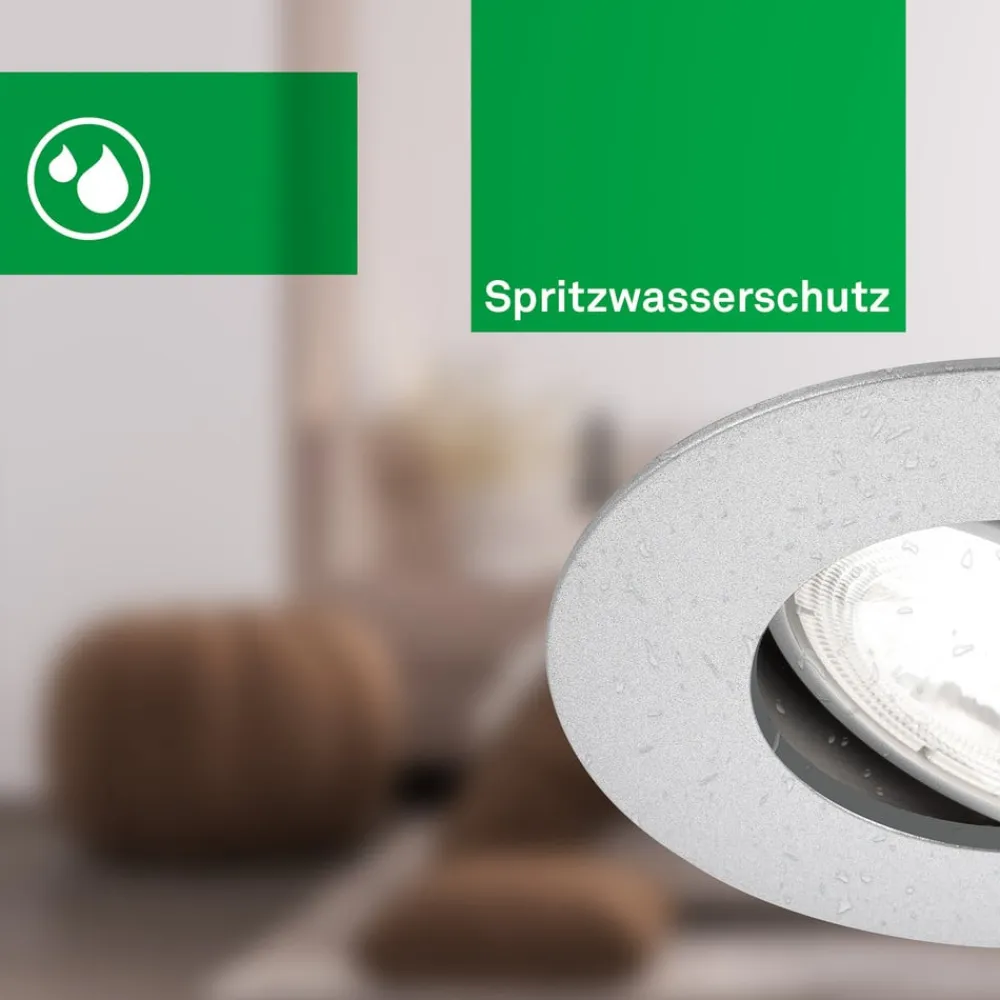 Kulana A indbygningslampe, mat krom, 4000K, sæt med 3 stk^Briloner Hot