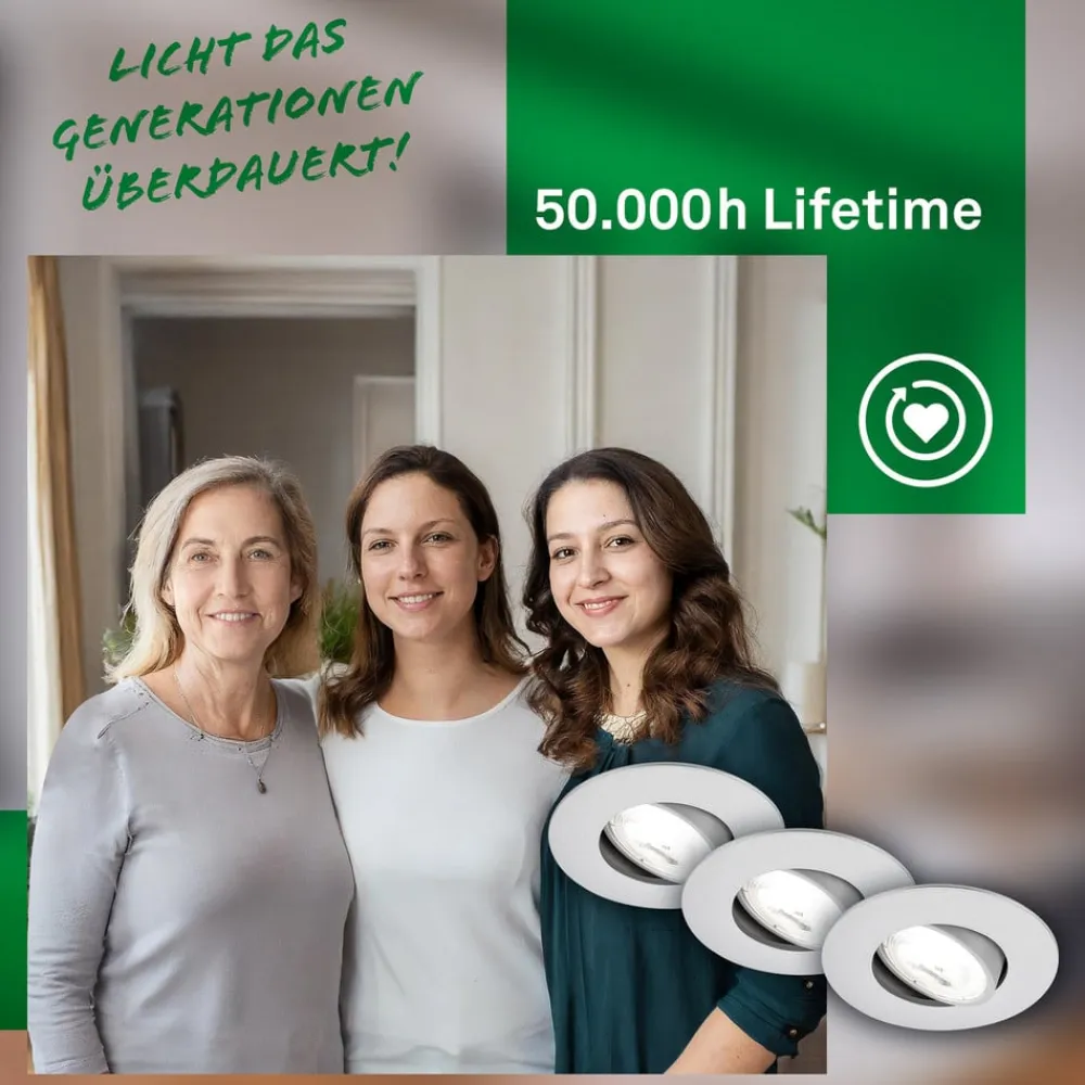 Kulana A indbygningslampe, mat krom, 4000K, sæt med 3 stk^Briloner Hot