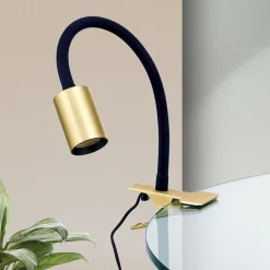 Kurt LED-klemmelampe, mat messing^ORION Outlet