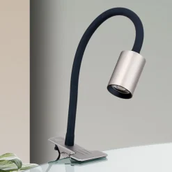 Kurt LED-klemmelampe, mat nikkel^ORION Sale