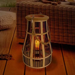 Näve Kurv LED-dekolampe med solcelle, 34 cm, sort/natur