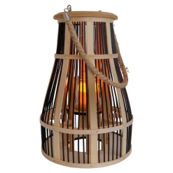 Näve Kurv LED-dekolampe med solcelle, 34 cm, sort/natur