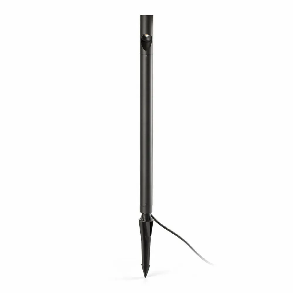 FARO BARCELONA Lampe med jordspyd Bezel, sort, aluminium, højde 60 cm