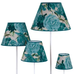 Lampeskærm Sofia Højde 15,5 cm Blomstermønster turkis^Duolla Best