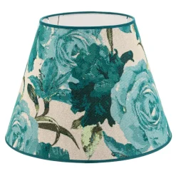 Duolla Lampeskærm Sofia Højde 25 cm, blomstermønster turkis
