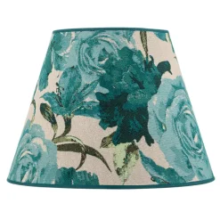 Duolla Lampeskærm Sofia Højde 25 cm, blomstermønster turkis