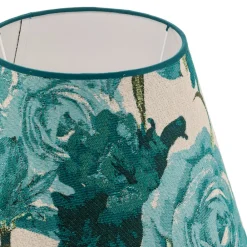 Duolla Lampeskærm Sofia Højde 25 cm, blomstermønster turkis