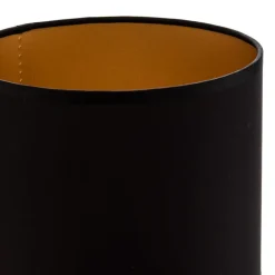Luminex Lampeskærm Soho, sort/guld, tekstil, Ø 18 cm