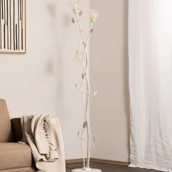 ONLI Lancia gulvlampe, elfenbensfarvet, 3 lyskilder, jern, glas