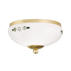 ORION Landhaus loftlampe, messing, opal grøn, Ø 21 cm