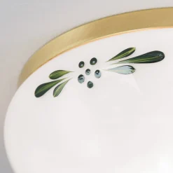 ORION Landhaus loftlampe, messing, opal grøn, Ø 21 cm