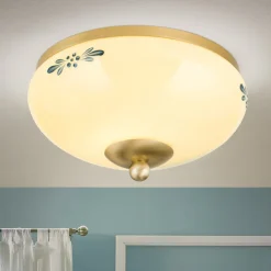 ORION Landhaus loftlampe, messing creme blå, Ø 21 cm